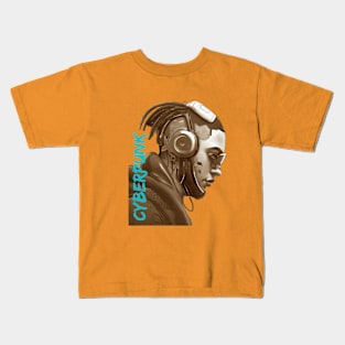 cyberpunk cyborg sepia golden Kids T-Shirt